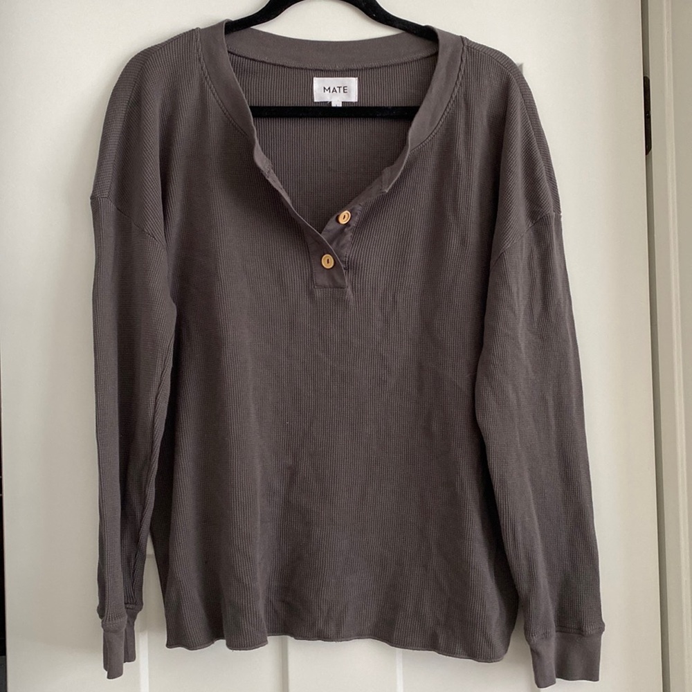 Mate the label waffle Henley long sleeve